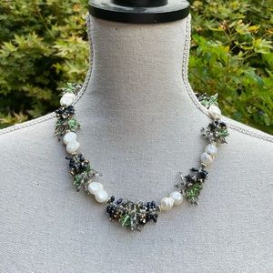 Beaded and Double Pearls Necklace, 18-19” adj.